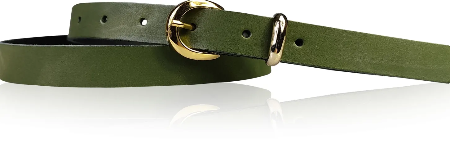 MIA 2 Damen Ledergürtel Echtleder 2 cm Gürtelschnalle und Schlaufe vergoldet