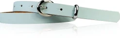 MIA: schmaler Damen Ledergürtel 2 cm, silbern glänzende Gürtelschnalle und Schlaufe, echt Leder