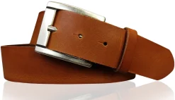 MILANO: Basic Gürtel 4 cm aus echtem Leder mit schöner altsilbernen Gürtelschnalle