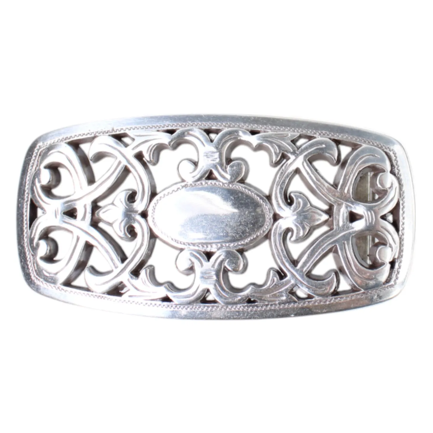 Modische Gürtelschnalle silber, 3 cm, Damen, florales Muster