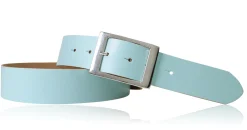 Modischer Ledergürtel 4 cm für Damen mit silbern glänzender Gürtelschnalle
