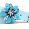 O`AHU sommerlicher Gürtel mit Koppelschnalle Blume türkis, emailliert, 3 cm