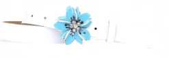 O`AHU sommerlicher Gürtel mit Koppelschnalle Blume türkis, emailliert, 3 cm