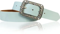 PALMA II: Damen Ledergürtel 4 cm mit silberner Strass Gürtelschnalle
