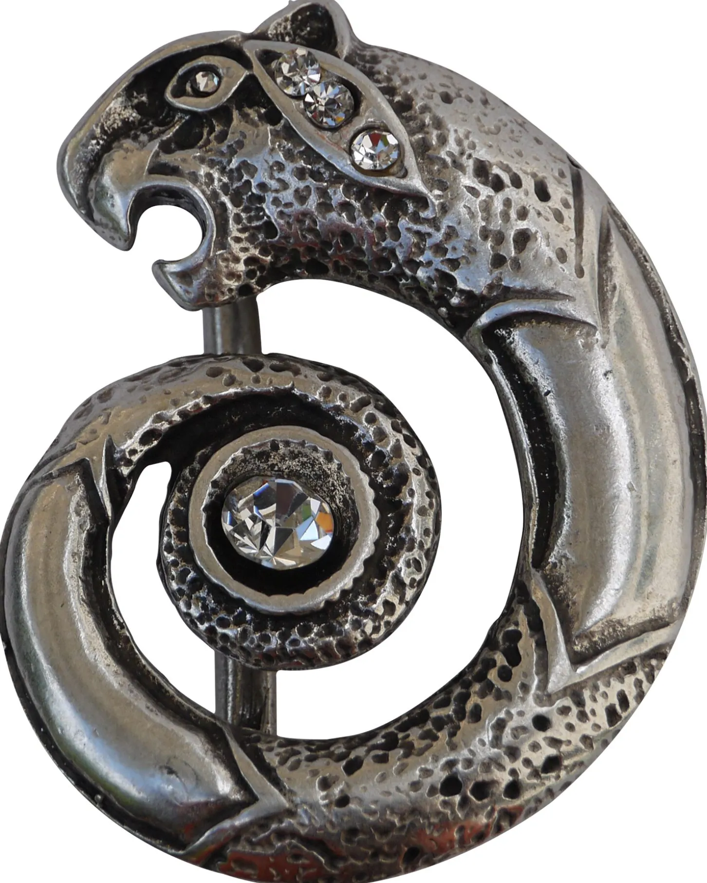 PANTHER II Gürtelschnalle Panther, opulente Verzierung, 4 cm silber, Damen