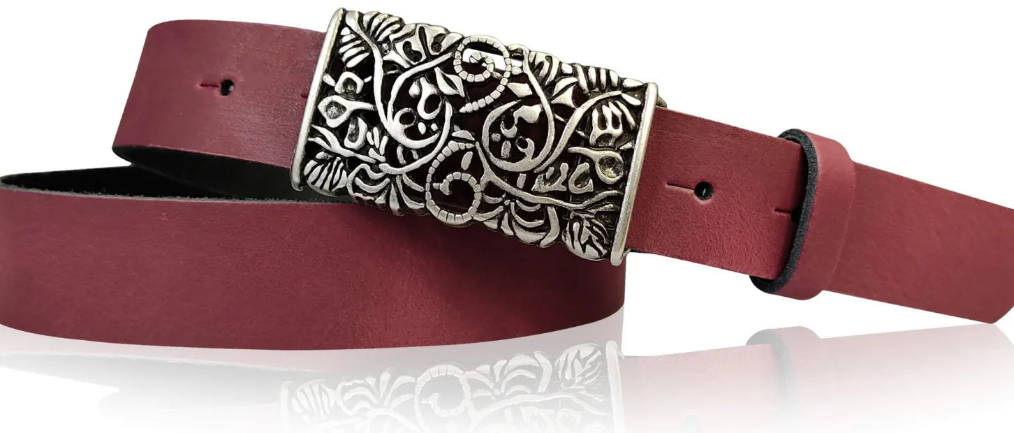 PARKSIDE dekorativer Damen Ledergürtel 3 cm, echt Ledergürtel, floraler Gürtelschnalle