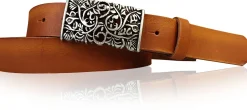 PARKSIDE dekorativer Damen Ledergürtel 3 cm, echt Ledergürtel, floraler Gürtelschnalle