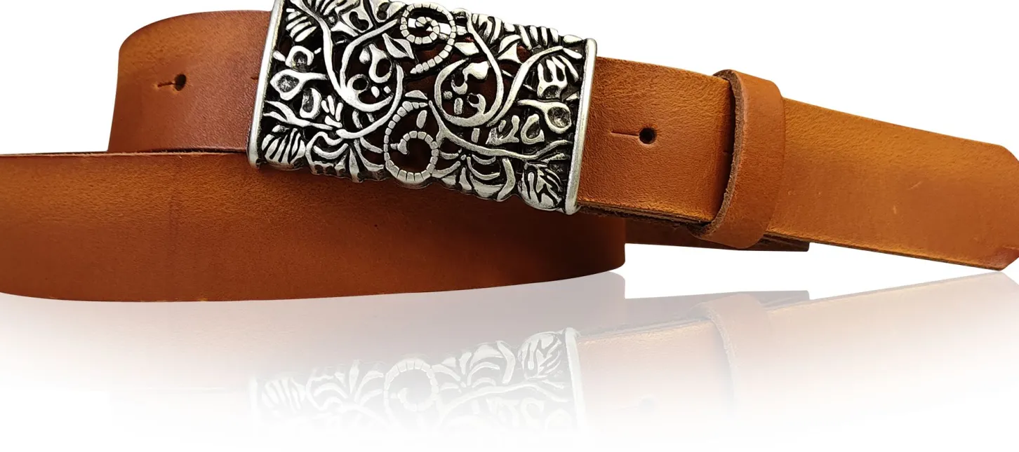 PARKSIDE dekorativer Damen Ledergürtel 3 cm, echt Ledergürtel, floraler Gürtelschnalle