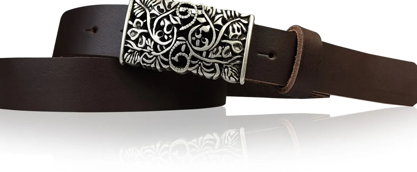 PARKSIDE dekorativer Damen Ledergürtel 3 cm, echt Ledergürtel, floraler Gürtelschnalle