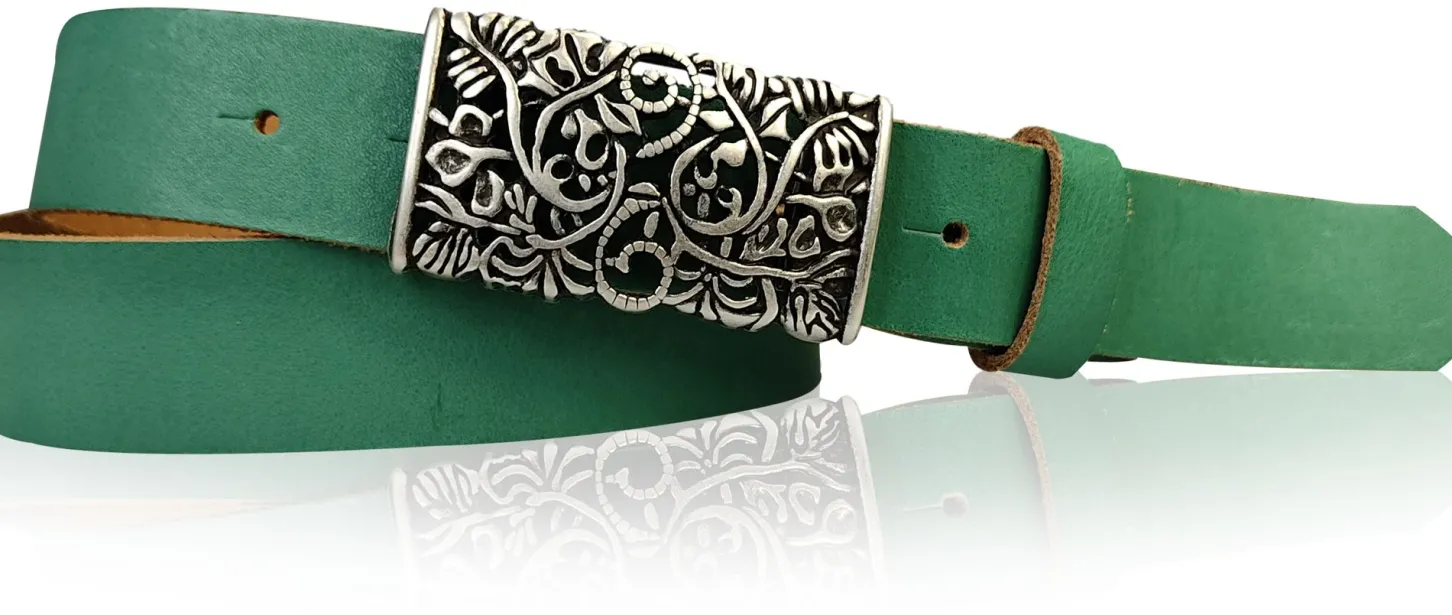 PARKSIDE dekorativer Damen Ledergürtel 3 cm, echt Ledergürtel, floraler Gürtelschnalle