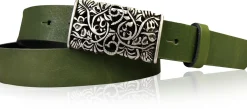 PARKSIDE dekorativer Damen Ledergürtel 3 cm, echt Ledergürtel, floraler Gürtelschnalle