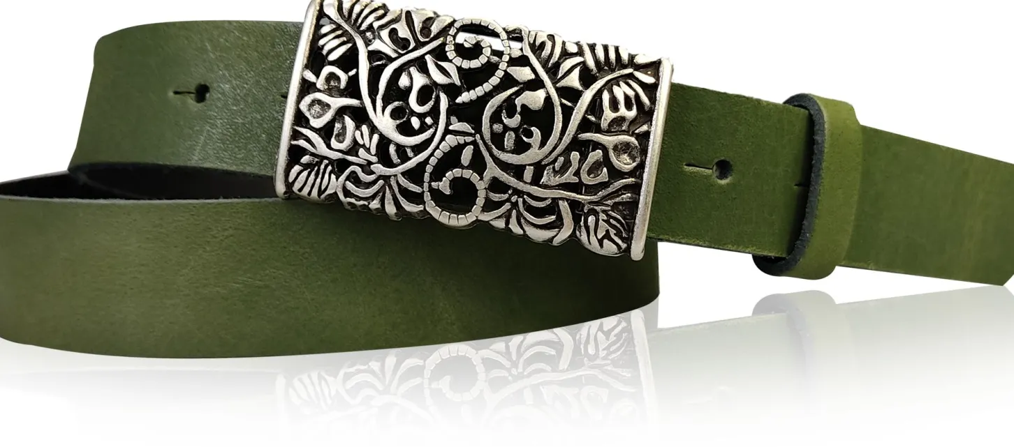 PARKSIDE dekorativer Damen Ledergürtel 3 cm, echt Ledergürtel, floraler Gürtelschnalle