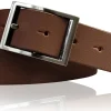 PESARO eleganter Anzuggürtel 35 mm, hochwertiges Leder, hochwertige Gürtelschnalle, kürzbar