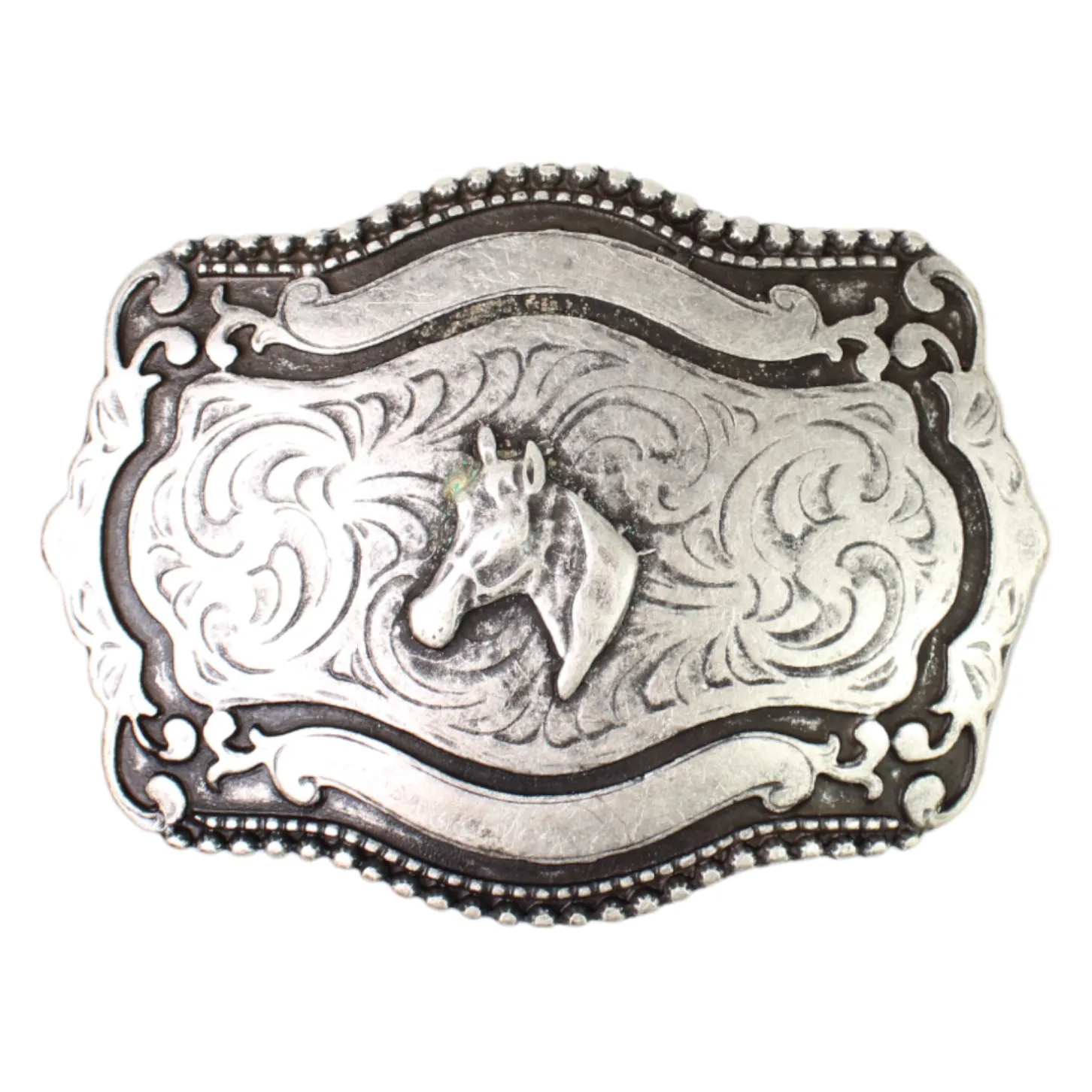 Pferdekopf Gürtelschnalle silber, Westernschnalle, 4 cm