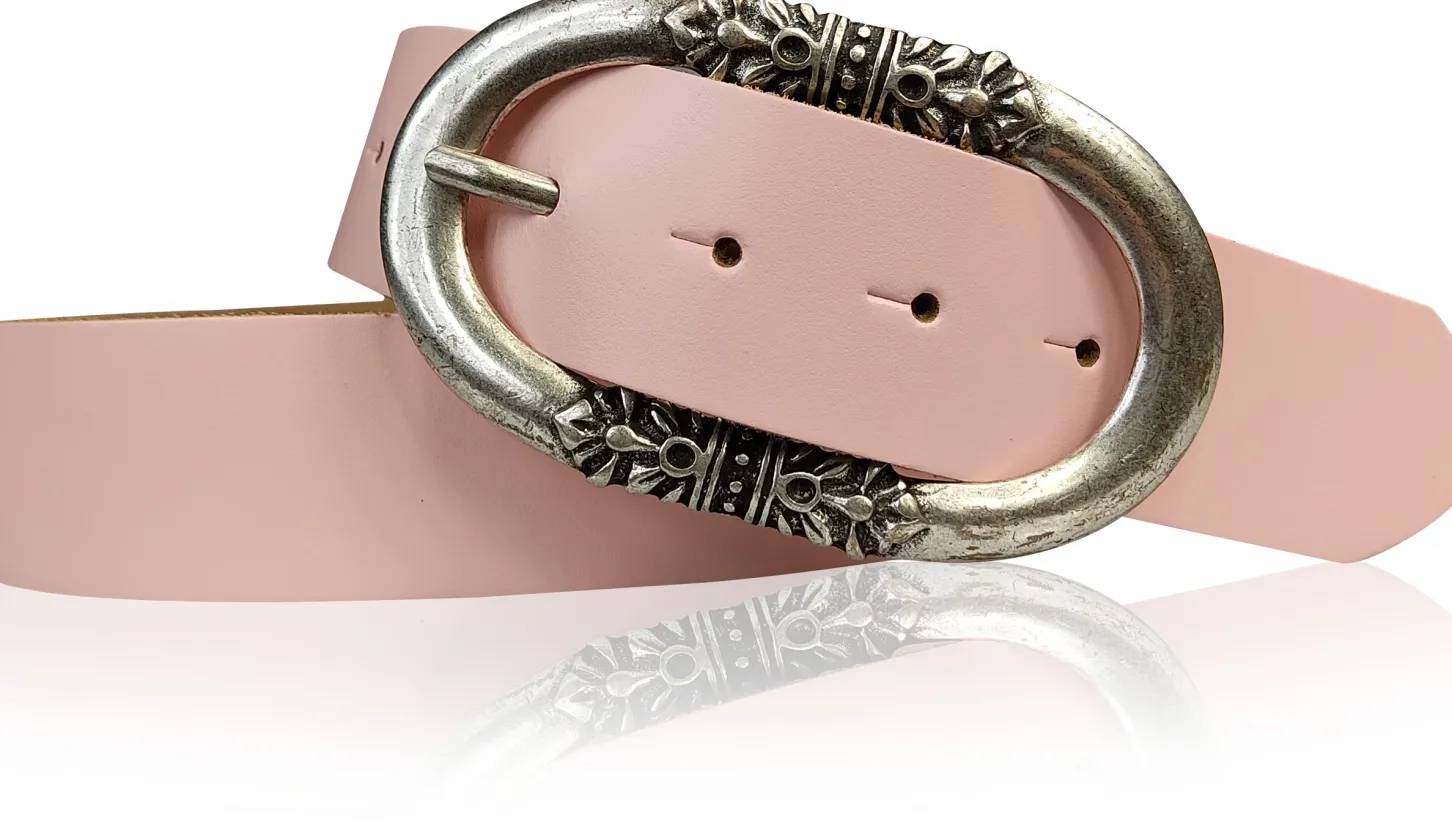 PIACENCA: Damen Ledergürtel 3,6 cm mit ovaler Gürtelschnalle und Arabesken