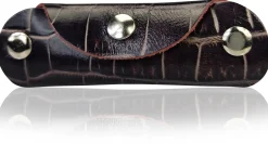 Praktische Schlüsseltasche aus Rindsleder in Krokoleder Optik