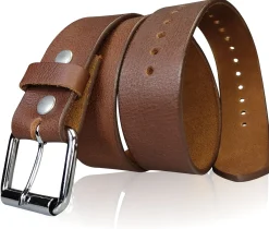 Robuster Arbeitsgürtel aus dickem Leder, Stahl Rollschnalle, multiple Lochung für Flexibilität, 4 cm