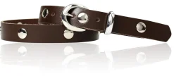 ROCK STAR Kindergürtel Gürtelschnalle und Schlaufe silber, echtes Leder durchgenietet, 2 cm breit