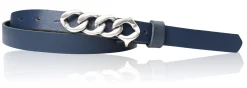 SAINT-TROPEZ schmaler Damen Ledergürtel 1,8 cm, Gürtelschnalle im Kettendesign silber