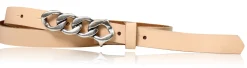 SAINT-TROPEZ schmaler Damen Ledergürtel 1,8 cm, Gürtelschnalle im Kettendesign silber