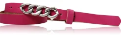 SAINT-TROPEZ schmaler Damen Ledergürtel 1,8 cm, Gürtelschnalle im Kettendesign silber