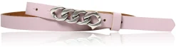 SAINT-TROPEZ schmaler Damen Ledergürtel 1,8 cm, Gürtelschnalle im Kettendesign silber