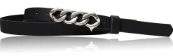 SAINT-TROPEZ schmaler Damen Ledergürtel 1,8 cm, Gürtelschnalle im Kettendesign silber