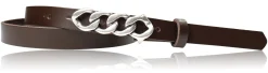 SAINT-TROPEZ schmaler Damen Ledergürtel 1,8 cm, Gürtelschnalle im Kettendesign silber