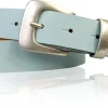 SALERNO: 3 cm Damen Ledergürtel mit passender Schlaufe in mattsilber