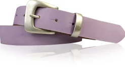 SALERNO: 3 cm Damen Ledergürtel mit passender Schlaufe in mattsilber