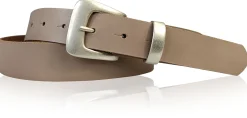 SALERNO: 3 cm Damen Ledergürtel mit passender Schlaufe in mattsilber