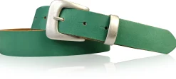 SALERNO: 3 cm Damen Ledergürtel mit passender Schlaufe in mattsilber