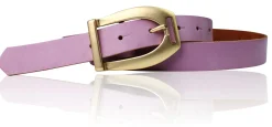 SCARLETT Exklusiver Damen Ledergürtel mit Steigbügel-Gürtelschnalle in mattgold, 2,5 cm