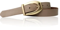 SCARLETT Exklusiver Damen Ledergürtel mit Steigbügel-Gürtelschnalle in mattgold, 2,5 cm