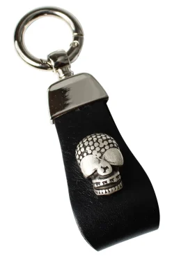 Schlüsselanhänger aus Vollrindleder mit Totenkopf