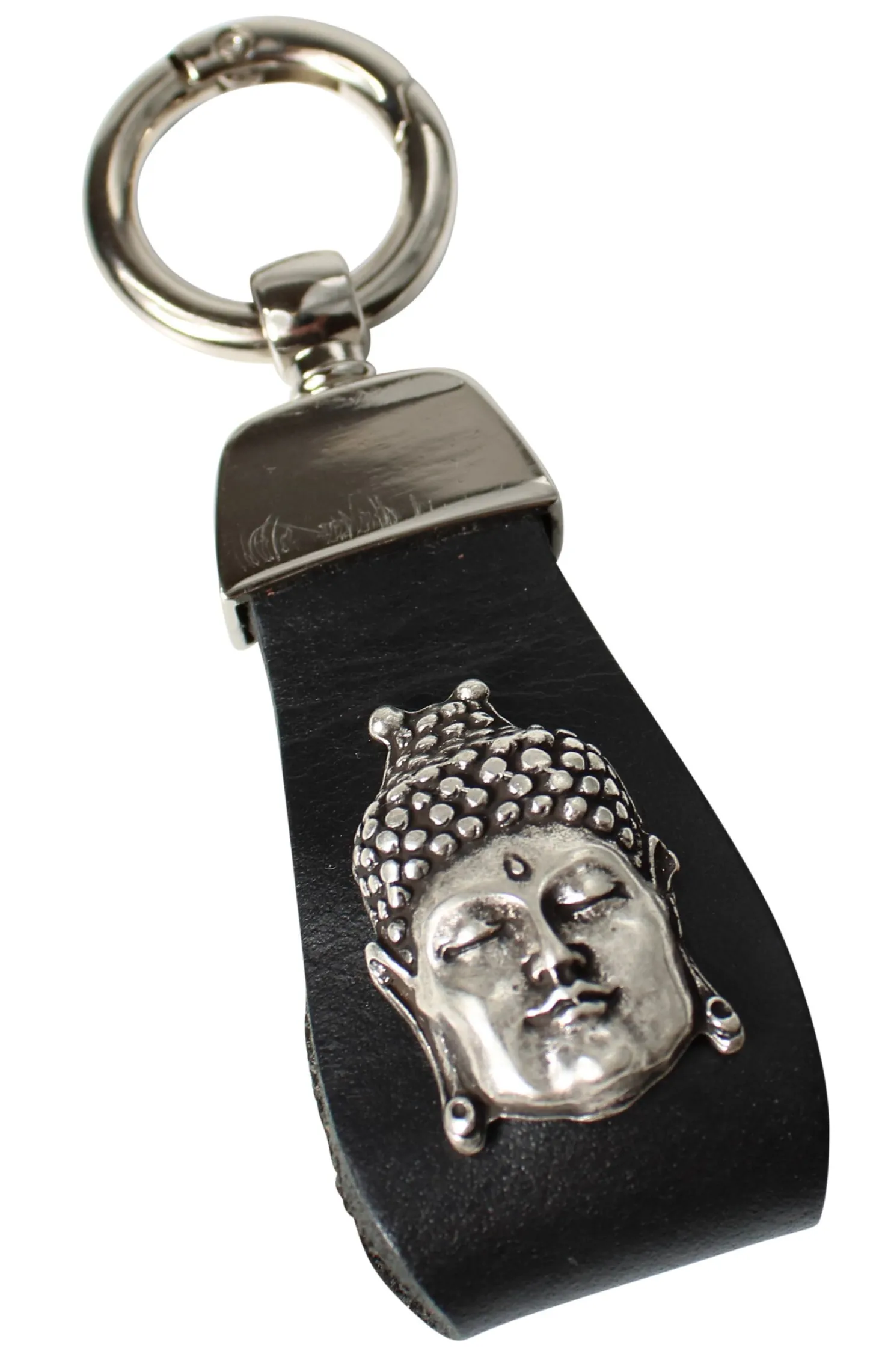 Schlüsselanhänger aus Vollrindleder mit Buddhakopf