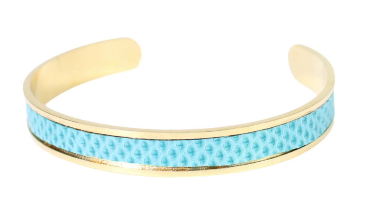schmaler Armreif aus Fischleder, Edelstahl, tolle Farben, gold