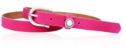 Schmaler Damen Ledergürtel 2,2 cm mit versilberter Hufeisen Gürtelschnalle, Zier Perle