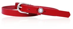 Schmaler Damen Ledergürtel 2,2 cm mit versilberter Hufeisen Gürtelschnalle, Zier Perle