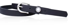 Schmaler Damen Ledergürtel 2,2 cm mit versilberter Hufeisen Gürtelschnalle, Zier Perle