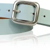 SIENA: basic Jeansgürtel 3 cm mit quadratischer silberner Gürtelschnalle, echt Ledergürtel