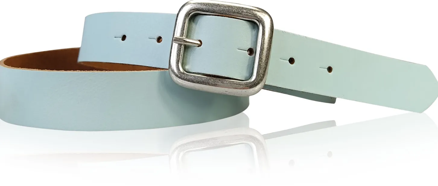 SIENA: basic Jeansgürtel 3 cm mit quadratischer silberner Gürtelschnalle, echt Ledergürtel