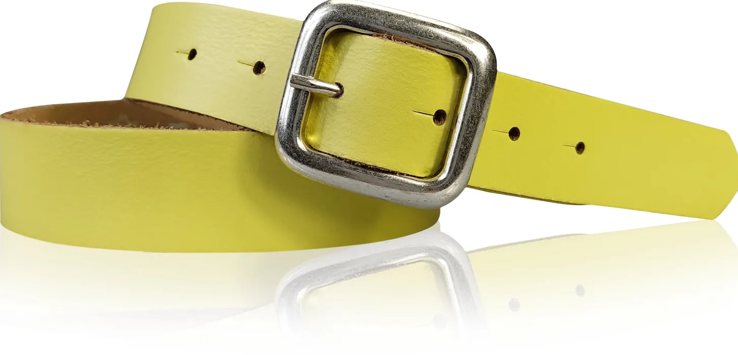 SIENA: basic Jeansgürtel 3 cm mit quadratischer silberner Gürtelschnalle, echt Ledergürtel