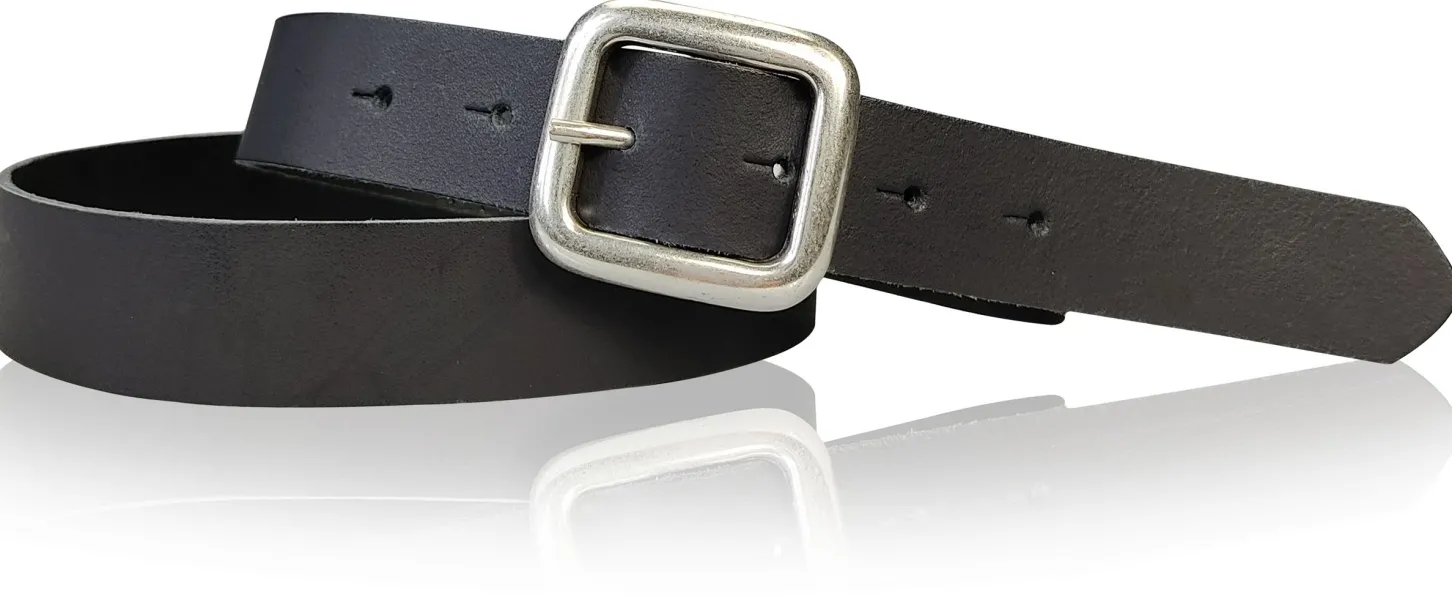 SIENA: basic Jeansgürtel 3 cm mit quadratischer silberner Gürtelschnalle, echt Ledergürtel