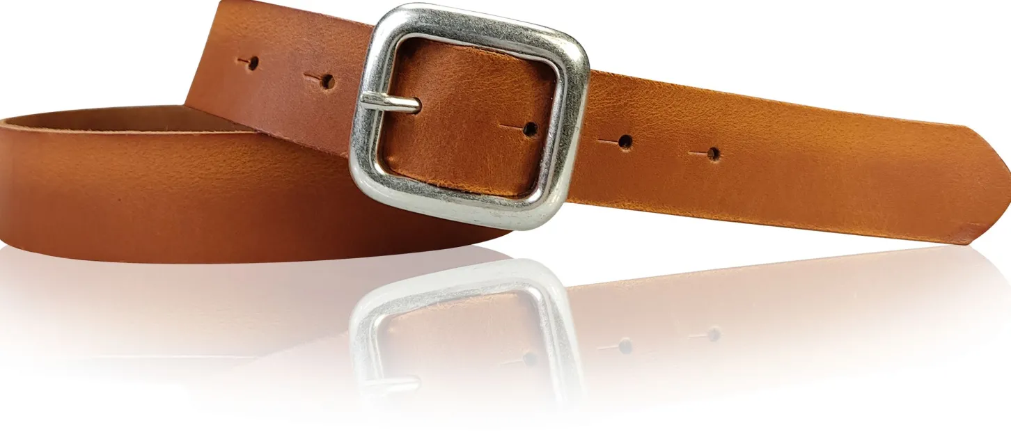 SIENA: basic Jeansgürtel 3 cm mit quadratischer silberner Gürtelschnalle, echt Ledergürtel