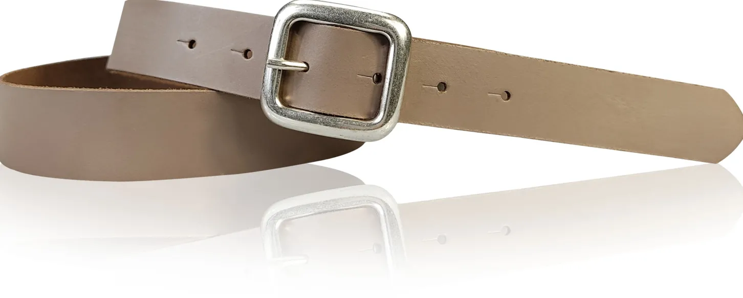 SIENA: basic Jeansgürtel 3 cm mit quadratischer silberner Gürtelschnalle, echt Ledergürtel