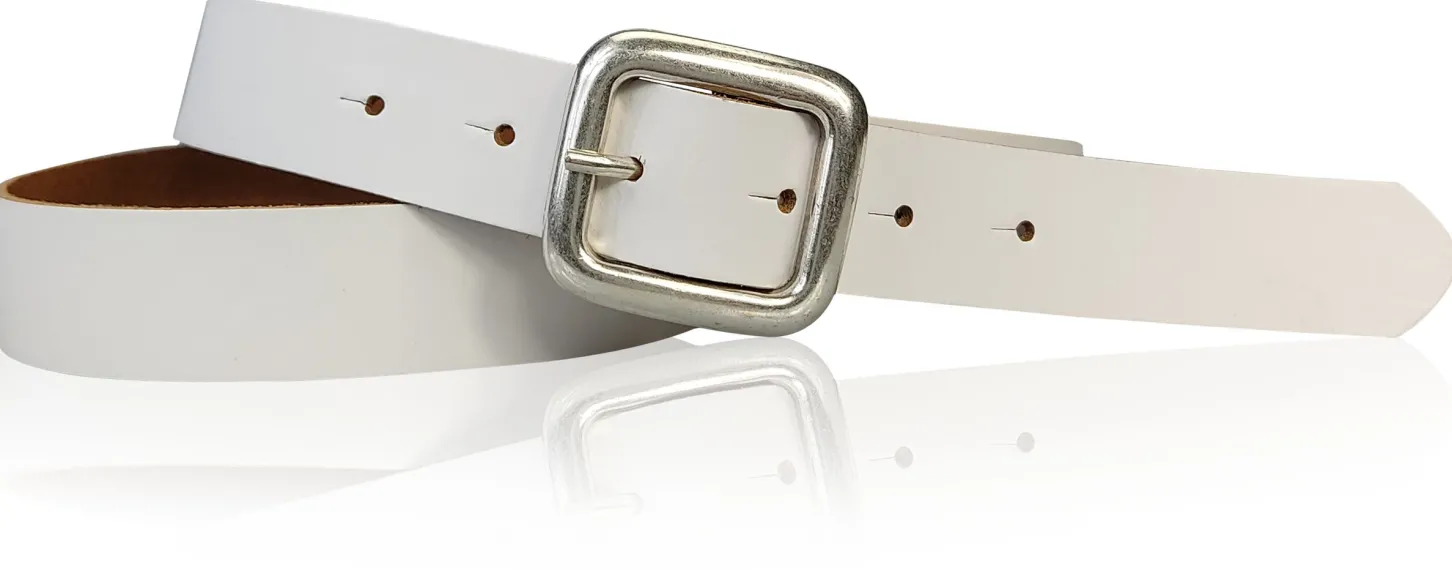 SIENA: basic Jeansgürtel 3 cm mit quadratischer silberner Gürtelschnalle, echt Ledergürtel