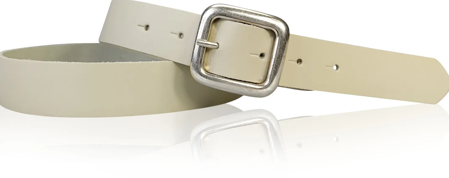 SIENA: basic Jeansgürtel 3 cm mit quadratischer silberner Gürtelschnalle, echt Ledergürtel