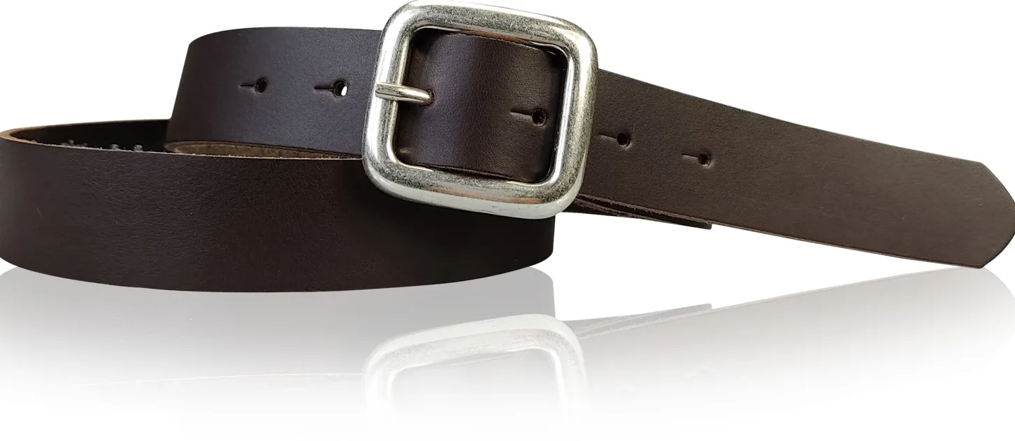 SIENA: basic Jeansgürtel 3 cm mit quadratischer silberner Gürtelschnalle, echt Ledergürtel