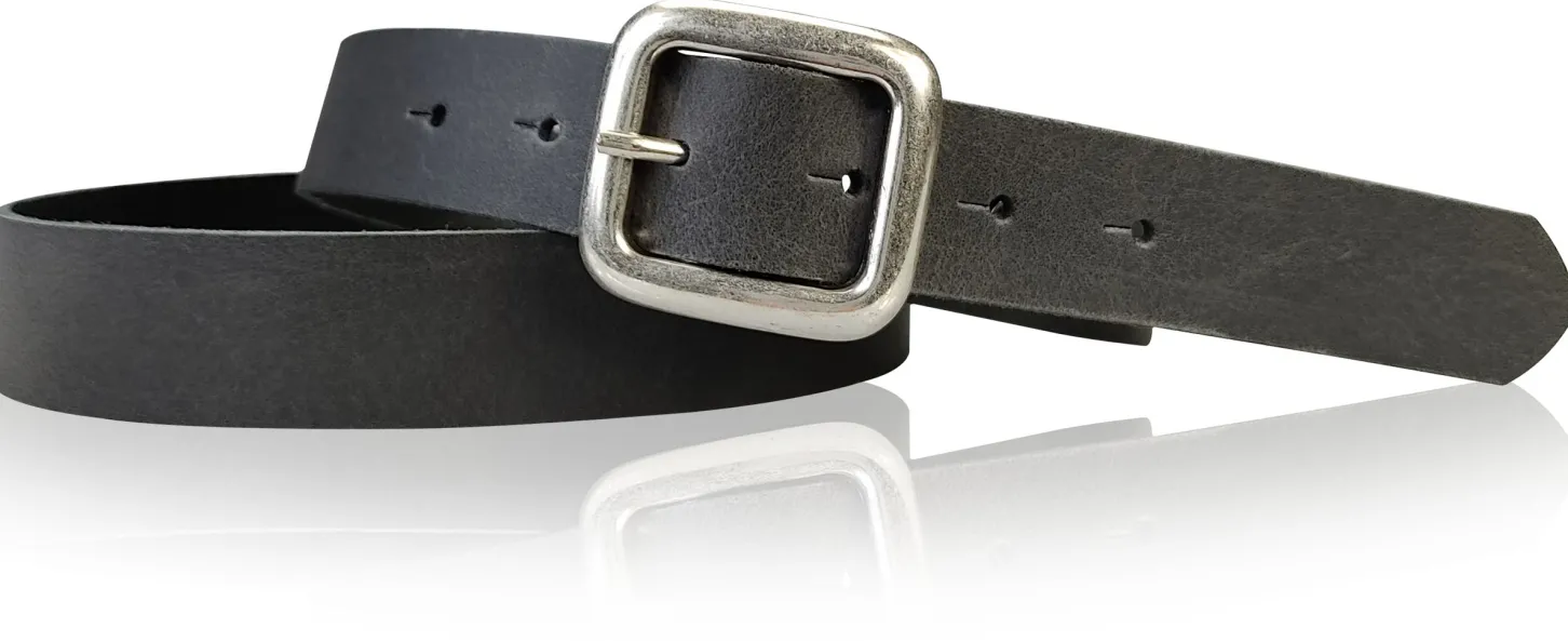 SIENA: basic Jeansgürtel 3 cm mit quadratischer silberner Gürtelschnalle, echt Ledergürtel